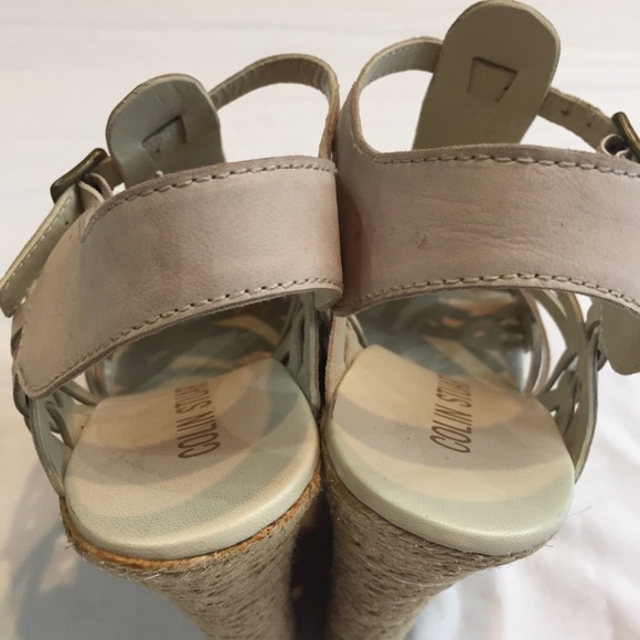 COLIN STUART Nude Leather Wedges - Picture 6 of 8